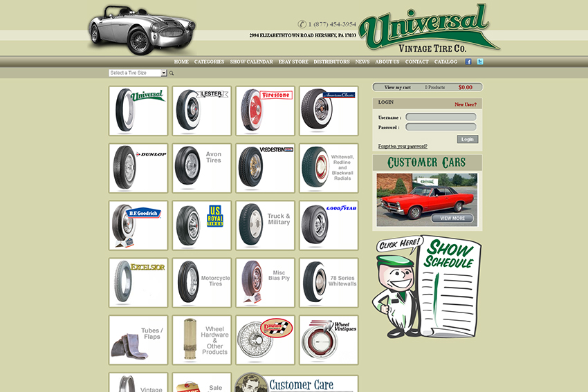 Universal Vintage Tire Corporation est une société américaine spécialisée dans la distribution et la vente de pneumatiques de qualité à flanc blanc.