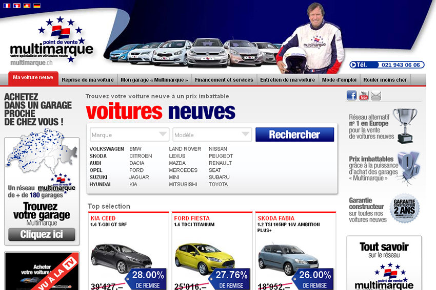 Multimarques est un site internet basé sur un réseau de garages indépendants européens offrant des véhicules neufs à des prix imbattables.