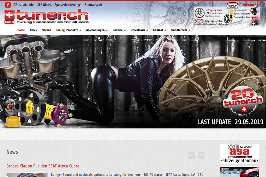 Tuner.ch est un des principaux distributeurs suisses de pièces détachées et d'accessoires pour le tuning des automobiles.