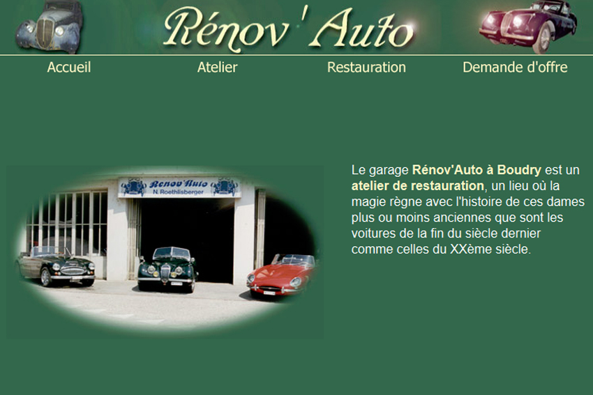 Le garage Rénov'Auto à Boudry  est un atelier de restauration, spécialisé dans les voitures plus ou moins anciennes.
